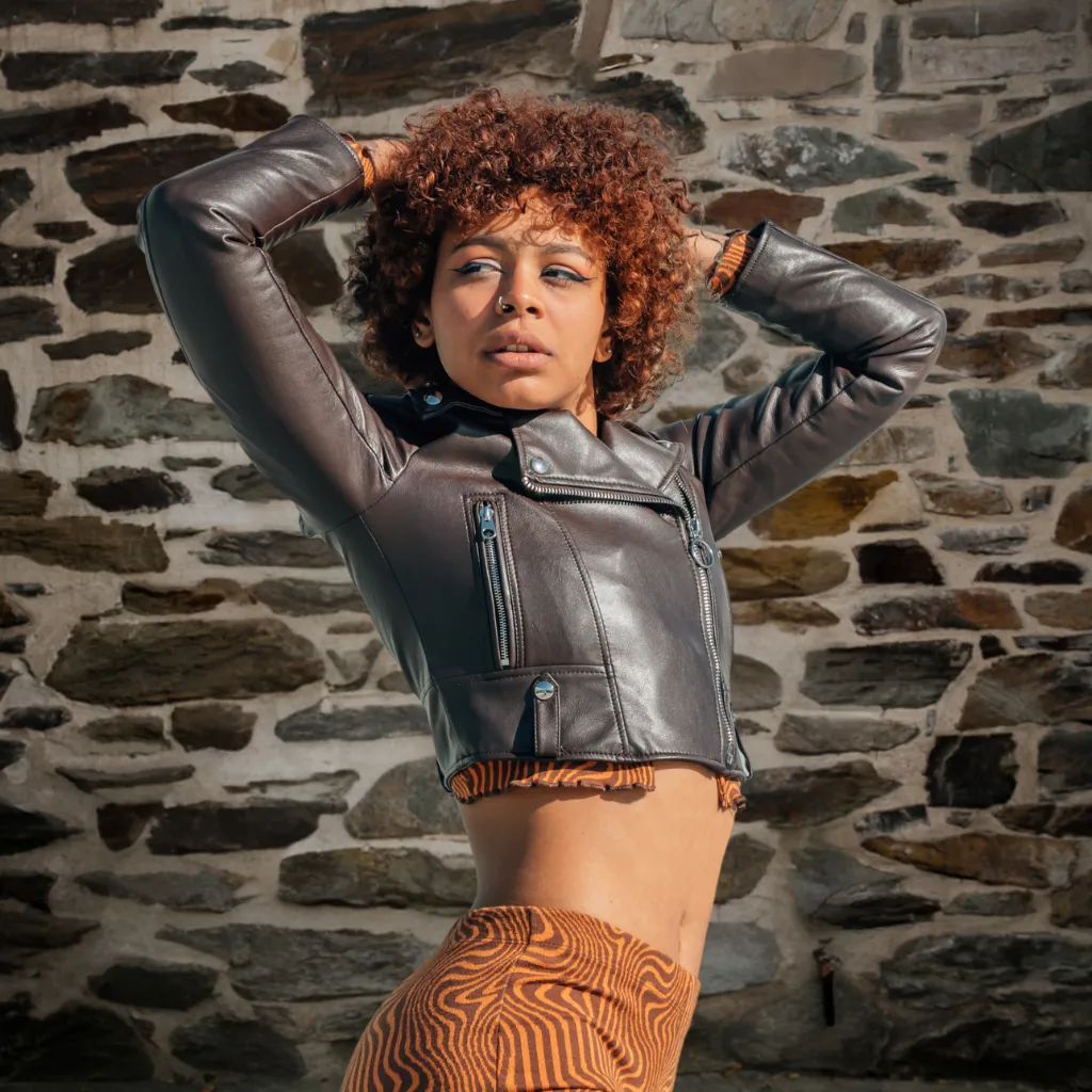 Women's Cropped Leather Jacket - Bailey