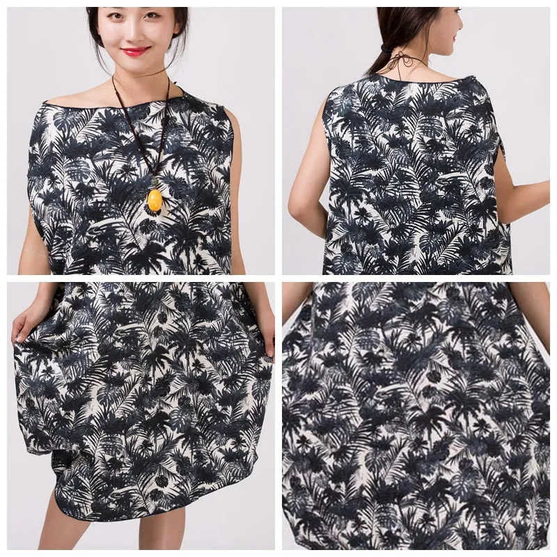 Women's Irregularity Linen Printed Dresses