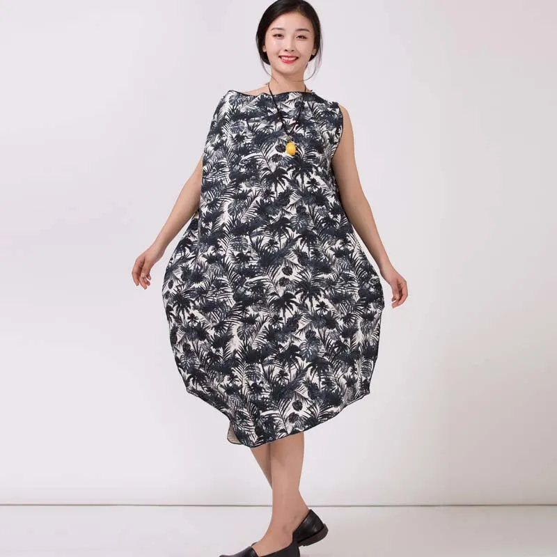 Women's Irregularity Linen Printed Dresses