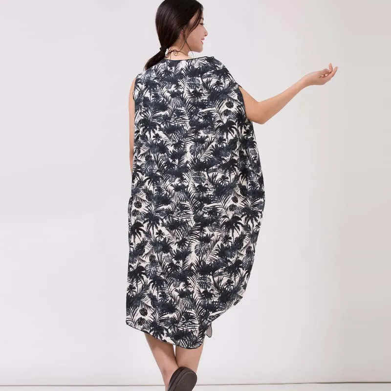 Women's Irregularity Linen Printed Dresses