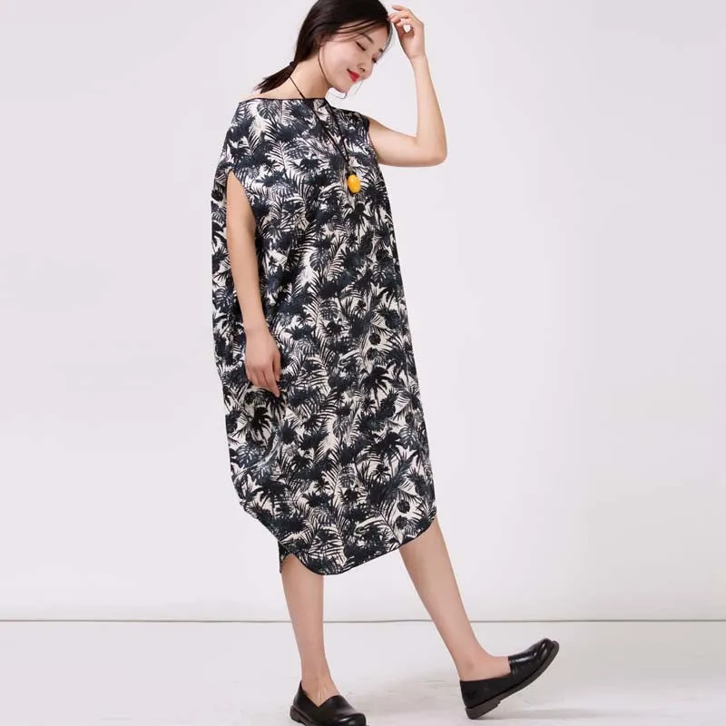 Women's Irregularity Linen Printed Dresses