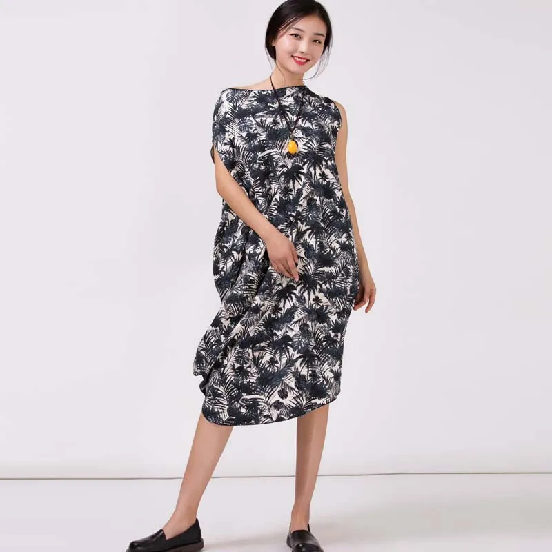 Women's Irregularity Linen Printed Dresses