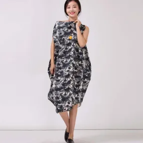 Women's Irregularity Linen Printed Dresses