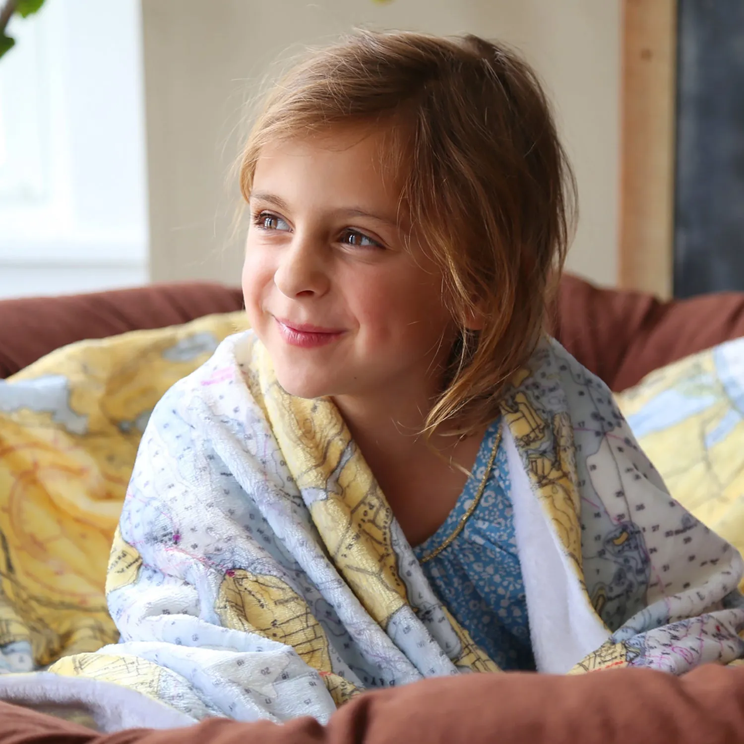 Woods Hole - Falmouth, MA. Vintage Nautical Chart Blanket
