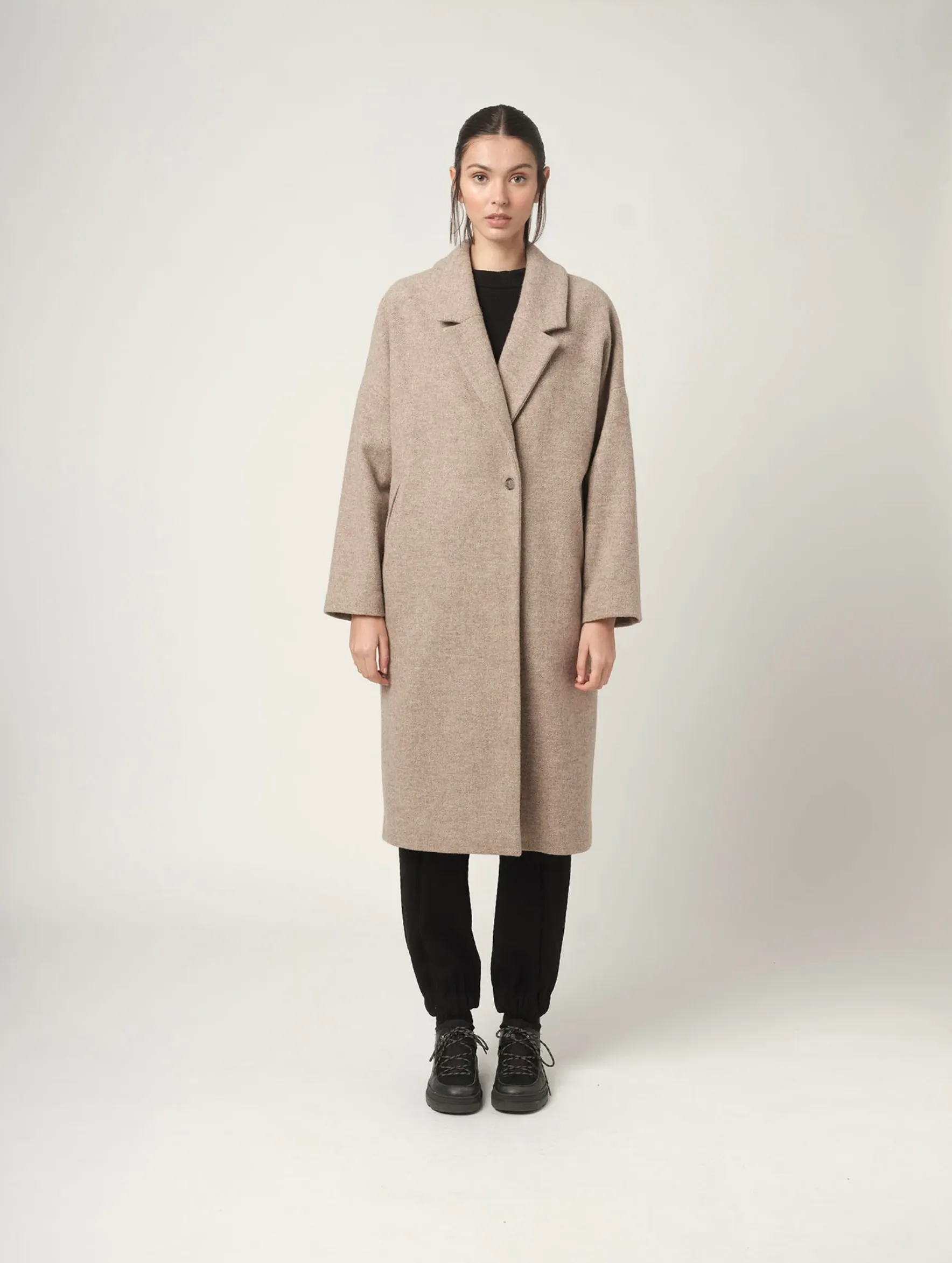 wool coat - cormoran - stone grey