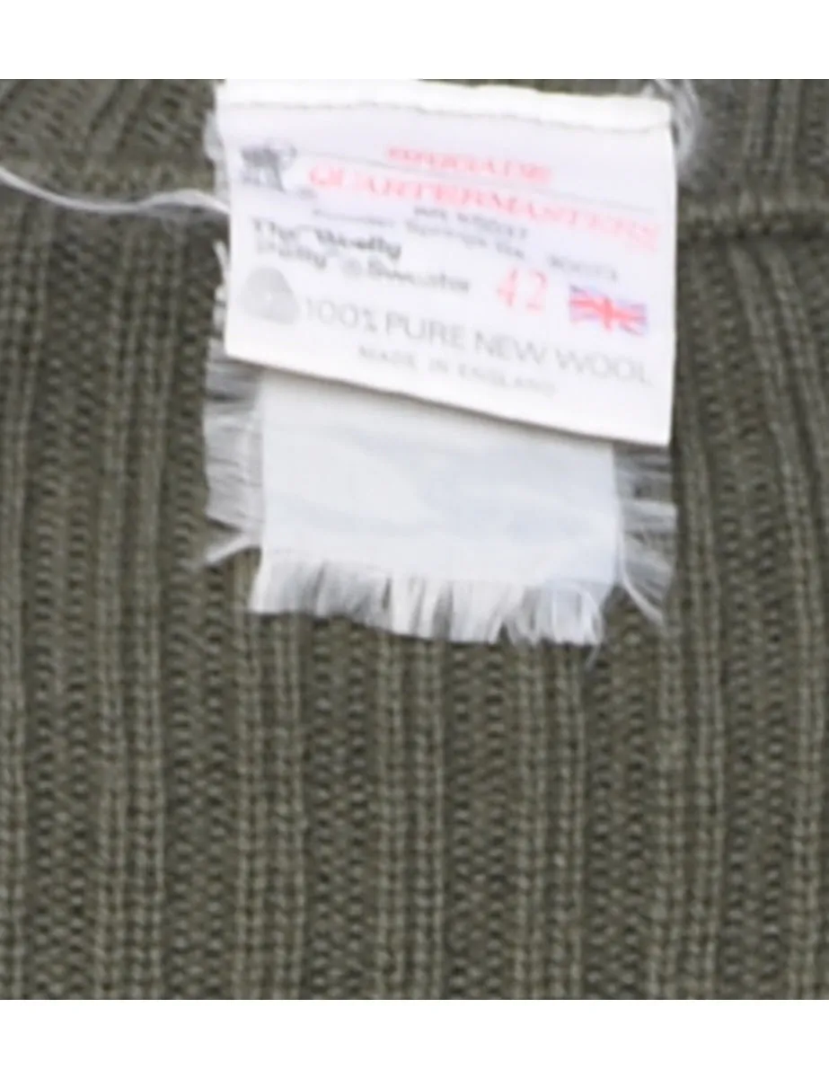 Wool Olive Green Jumper - M