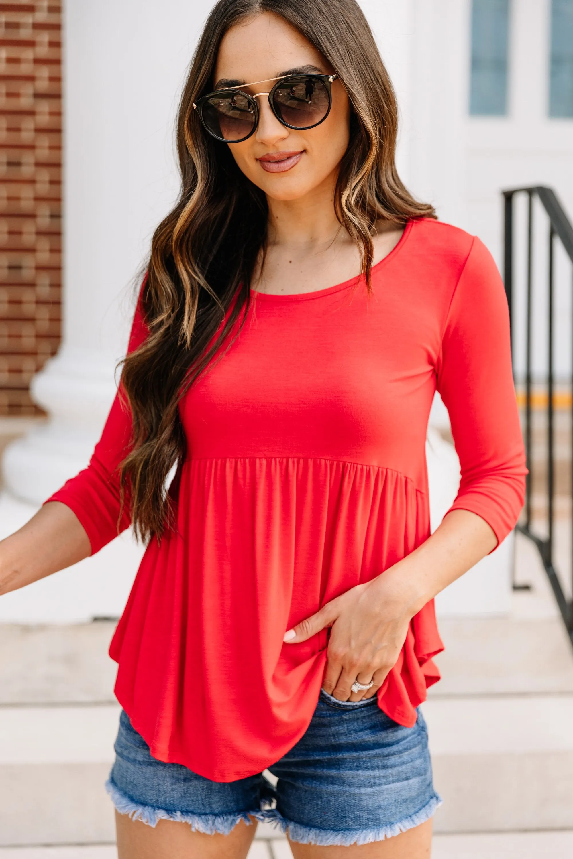 You Belong Tomato Red Babydoll Top
