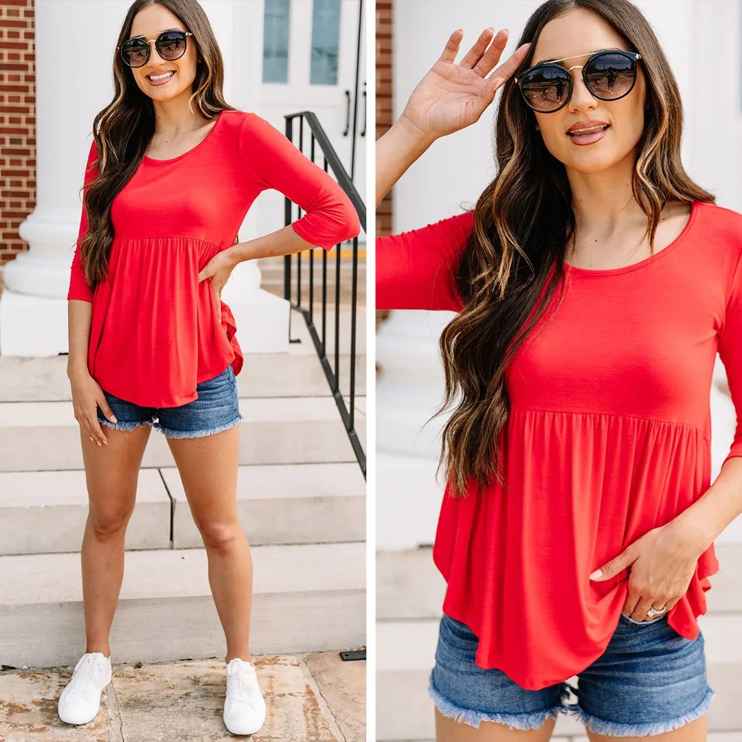 You Belong Tomato Red Babydoll Top