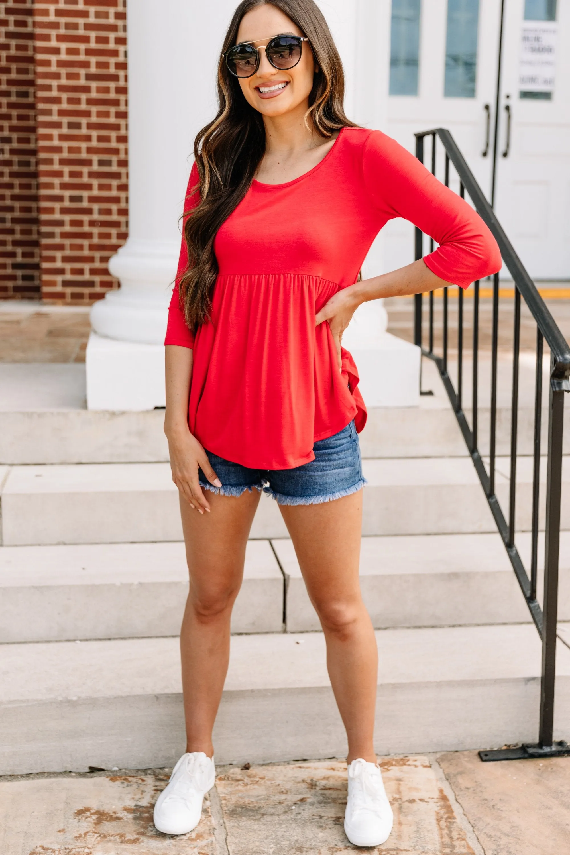 You Belong Tomato Red Babydoll Top