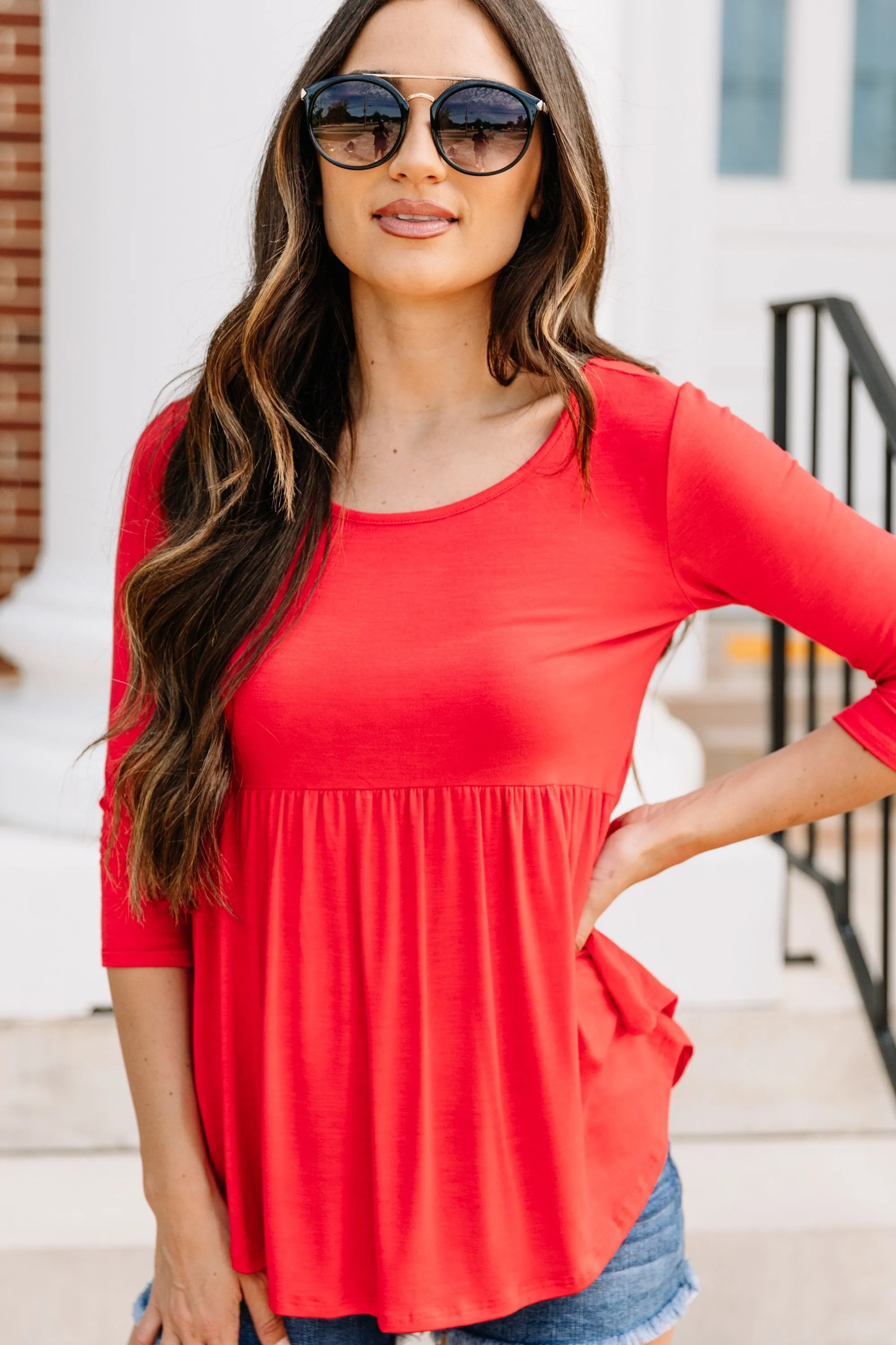 You Belong Tomato Red Babydoll Top