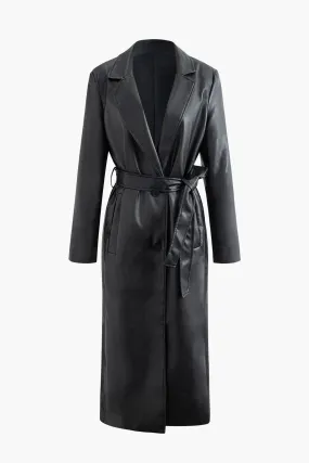 Zoe – Adjustable waist belt – Faux leather coat